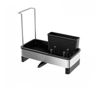 Besttoolifes Organizer per lavello da cucina in acciaio inox con layout a più scomparti per mantenere lo spazio libero sul piano di lavoro (nero)