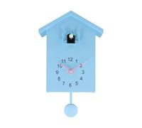 Besttoolifes Orologio a cucù con voci di uccelli e pendolo, orologio da parete moderno per casa, soggiorno, ufficio, decorazione a batteria (blu)