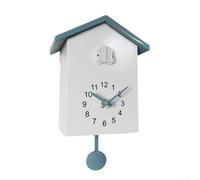 Besttoolifes Orologio a cucù minimalista con suono, alimentato a batteria, con pendolo, per decorazione da parete, casa, soggiorno, cucina, ufficio (bianco + grigio)