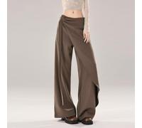 Besttoolifes Pantaloni da donna a vita alta a gamba larga con nastro | Design a vita alta, dettaglio irregolare del nastro, tessuto in poliestere di colore puro per l'uso quotidiano delle vacanze