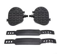 Besttoolifes Pedali per cyclette con cinghie, per spin bike e cyclette da interni, mandrino da 9/16" e 1/2", piattaforma antiscivolo con cinturino in gomma regolabile, sinistra e destra (2)