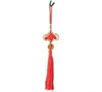 Besttoolifes Scacciaspiriti Feng Shui in ottone, con nodo cinese rosso, da appendere alla porta a forma di zucca, decorazione per casa e giardino, costruzione in ottone durevole (A)