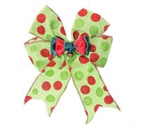 Besttoolifes Set di 12 fiocchi per albero di Natale, con design a pois rossi e verdi, per decorazioni per la casa vacanze, ornamenti per albero di Natale e confezioni regalo (12 set di fiocchi a