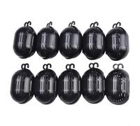 Besttoolifes Set di gabbie per esche da pesca, set da dieci di plastica in supporti per esche in rete per gamberetti per granchi e pesca duratura in acqua dolce o salata peso piuma (nero)