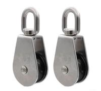 Besttoolifes Set di pulegge in acciaio inossidabile 304 resistente, puleggia singola di sollevamento con rotazione a 360° per un funzionamento regolare, capacità 20-100 KN, argento (confezione da 2)