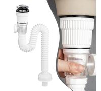 Besttoolifes Sifone per lavabo, tubo flessibile per lavabo, in acciaio inox e ABS, per tubi da 40-50 mm