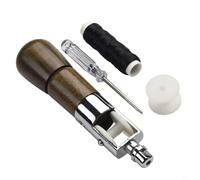 Besttoolifes Speedy - Kit punteruolo per tessuti resistenti, per cucire pelle e tela, strumento manuale per cucire pelle con manico in legno, set con due punteruoli