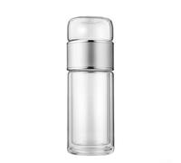 Besttoolifes Tazza da tè in vetro a doppio strato con infusore e filtro integrati, grande capacità 360 ml/420 ml/450 ml, tazza termica per tè sfuso a casa o in ufficio (argento, 360 ml)