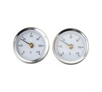 Besttoolifes Termometro a tubo bimetallico a morsetto in acciaio inossidabile con supporto a molla per tubi di riscaldamento, quadrante da 63 mm, intervallo di temperatura 0-120 °C, confezione da 2