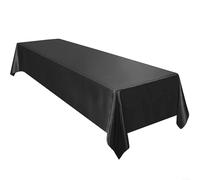 Besttoolifes Tovaglia rettangolare, 145 x 260 cm, raso lucido, lavabile, elegante panno di raso per matrimoni, banchetti, feste, celebrazioni, fibra di poliestere (nero)