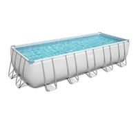 Bestway Power Steel Frame Pool Set Completo con Pompa Filtro 640 x 274 x 132 cm, Grigio Chiaro Quadrato