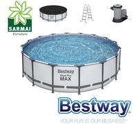 BESTWAY 5612Z PISCINA FUORITERRA ROTONDA CON STRUTTURA 488 x H 122 cm COMPLETA