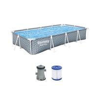 Kit di piscina bestway tubolare sopra -terra - Steel Pro - 366 x 201 x 66 cm - rettangolare (incluso il purificatore a cartuccia)