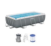Set piscina da 404x201x100 cm grigio scuro