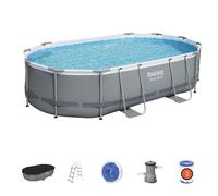 Bestway Power Steel 56448 piscina fuori terra Piscina con bordi Piscina ovale 10949 L Blu, Grigio