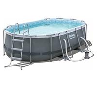 Bestway Power Steel Piscina Ovale mis 427x250xh100 cm - colore grigio - con pompa filtro e scaletta di sicurezza