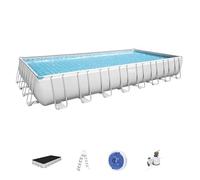 Bestway Power Steel Piscina mis.956x488x132 cm, pvc/tritech, colore grigio, effetto mosaico interno, filtro a cartuccia,copertura, scaletta, dosatore chimico ChemConnect
