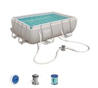 Bestway 56629| Power Steel - Piscina Fuori Terra Rettangolare, 282x196x84 cm, Pompa di Filtraggio e Dosatore Chemconnect Inclusi