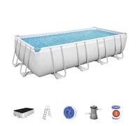 Bestway Power Steel Piscina Rettangolare mis. 488x244xh122 cm - #56670 - il kit include pompa filtro, cartuccia, copertura, scaletta di sicurezza, dosatore chimico Chemconnect