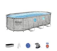 Piscina Fuori Terra Con Oblò 549x274x122 + Pompa E Scaletta Bestway 56716 Pietra