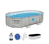 Bestway 56946-4 Piscina Power Steel Swim Vista Series Ovale Con Oblò 488x 305x 107