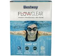 Bestway 59056 | Starter Kit con Cloro Granulare, Antialghe, Ph Meno, Ph Più (4 x 500 grammi) per Trattamento Iniziale Acqua di Piscina