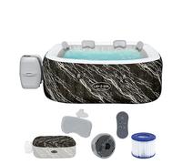 Bestway 6001F Idromassaggio a risparmio energetico Lay-Z-Spa Hollywood Luxe AirJet con luci LED, 4-6 persone, nero effetto marmo