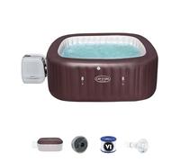 Bestway Piscina SPA Maldives Hydrojet Pro, duraplus, eco-pelle, fondo in schiuma, filtrazione, riscaldamento, sedili integrati, luce led colorjet, include filtro, copertura gonfiabile, dosatore chimico ChemConnect