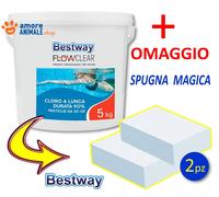 Bestway CLORO 90% IN PASTIGLIE 20 gr TRICLORO LENTO PULIZIA ACQUA PISCINA 5 Kg