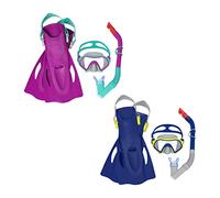 Bestway 25046-5 Set Maschera per snorkeling con boccaglio e pinne per bambini, 7+ anni