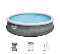 Bestway Fast Set Piscina 457x107 cm Set completo con pompa filtrante rotonda effetto rattan grigio