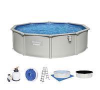 Bestway Hydrium, piscina a parete in acciaio, set completo con impianto di filtraggio a sabbia, Ø 460 x 120 cm, grigio, rotondo
