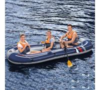 Bestway Gommone Gonfiabile mis. 307x126 cm - portata massima 270 kg (ideale per 3 adulti) - contiene 2 remi, una pompa a piede, 1 kit di riparazione, 2 cuscini gonfiabili
