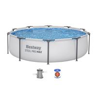 Bestway MAX Steel Pro - Piscina rotonda con pompa filtrante, 3 m, colore: grigio