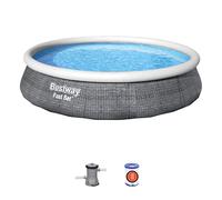 Bestway Piscina da 4 m in stile rattan: gonfiaggio facile, design salvaspazio, materiale resistente, set completo per un divertimento estivo senza fine!