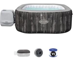 Bestway Piscina Fuori Terra Idromassaggio Gonfiabile da Esterno SPA 6 Posti Piscina per Giardino in PVC Ø 180x66h cm colore Grigio Scuro effetto Legno - 60...