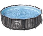 Bestway Piscina Fuori Terra Rigida da Giardino Piscina Esterna Rotonda ø 366 x 100 cm con Pompa filtro effetto Legno - 5614X Steel Pro MAX