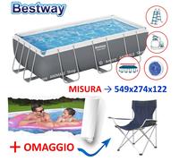 Bestway PISCINA POWER STEEL FRAME Rettangolare → 404x201x122 cm + Accessori /