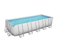 Bestway Power Steel Frame Pool Set Completo con Pompa Filtro 640 x 274 x 132 cm, Grigio Chiaro Quadrato