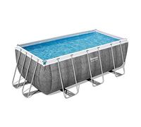 Bestway Power Steel Frame Set piscina con pompa filtro 412 x 201 x 122 cm, effetto rattan (grigio ardesia), rettangolare
