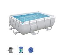 Bestway Power Steel - Piscina Rettangolare con Telaio in Acciaio, con Pompa filtrante