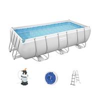 Bestway® Power Steel™ - Set completo con struttura rettangolare per piscina, con filtro a sabbia e scala di sicurezza, 404 x 201 x 100 cm