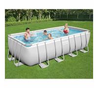 Bestway Power Steel Piscina Rettangolare mis. 488x244xh122 cm - #56670 - il kit include pompa filtro, cartuccia, copertura, scaletta di sicurezza, dosatore chimico Chemconnect
