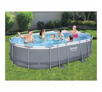 Power Steel 56448 piscina fuori terra Piscina con bordi Piscina ovale 10949 L Blu, Grigio grigio/Blu, 10949 L, Piscina con bordi, Scala, Blu, Grigio, 67,4 kg