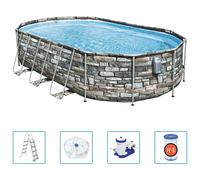 Bestway Set Piscina Power Steel Comfort Jet Series Ovale 610x366x122cm