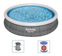 Bestway Fast Set 57445 piscina fuori terra Piscina con bordi/gonfiabile Piscina rotonda Grigio, Bianco