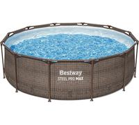 Bestway Steel Pro MAX - Set per piscina con pompa filtro, Ø 366 x 100 cm, effetto rattan, colore: Cioccolato