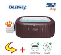 Bestway Maldive MaxHold EnergySense Smart Luxe HydroJet Pro 7 Borgogna Quadrato 79 x 79 x 31.5 Pollici o 2.01 m x 2.01 m x 80 cm