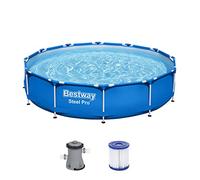Bestway Steel PRO Frame - Piscina Rotonda, 366 x 76 cm, Colore: Blu