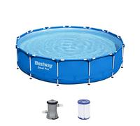 Bestway 5612E Set Piscina Steel PRO Rotonda da 396 x 84 cm, Colore Blu